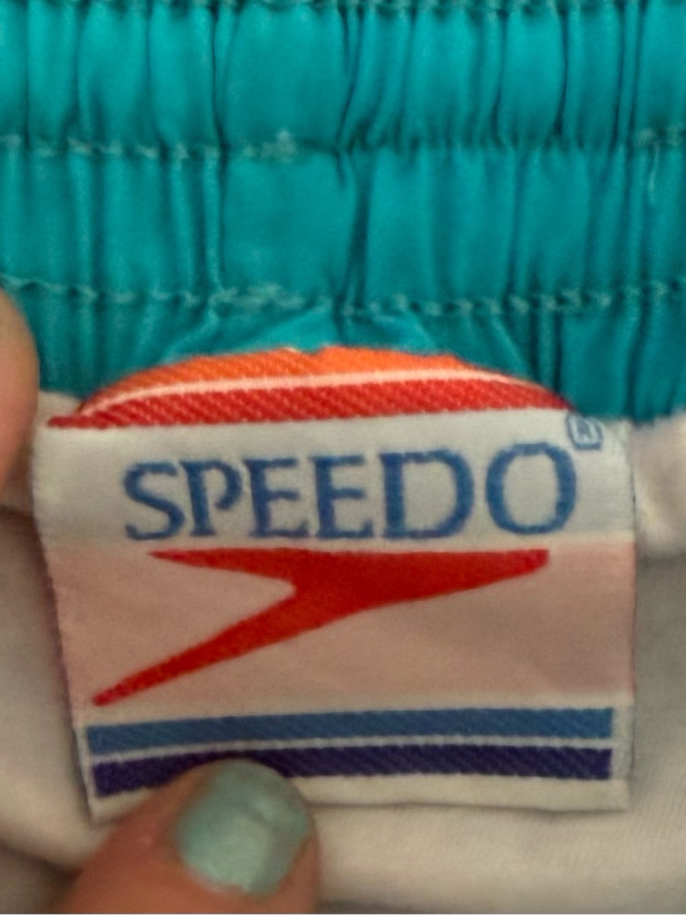 Vintage 90s Speedo Sport Turquoise Nylon Shorts Swim Trunks Unisex - Picture 8 of 8